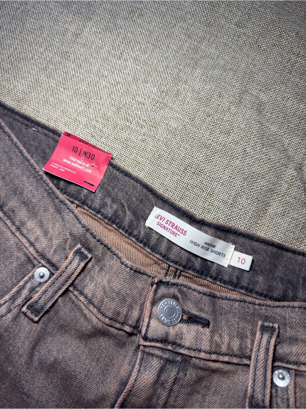 Levi Strauss Signature Vintage A-Line Seamed Shorts Brown Size 10 W30 - Picture 7 of 10